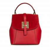 Rucsac tip geanta de dama, din piele naturala, DiAmanti Fausta Rosso